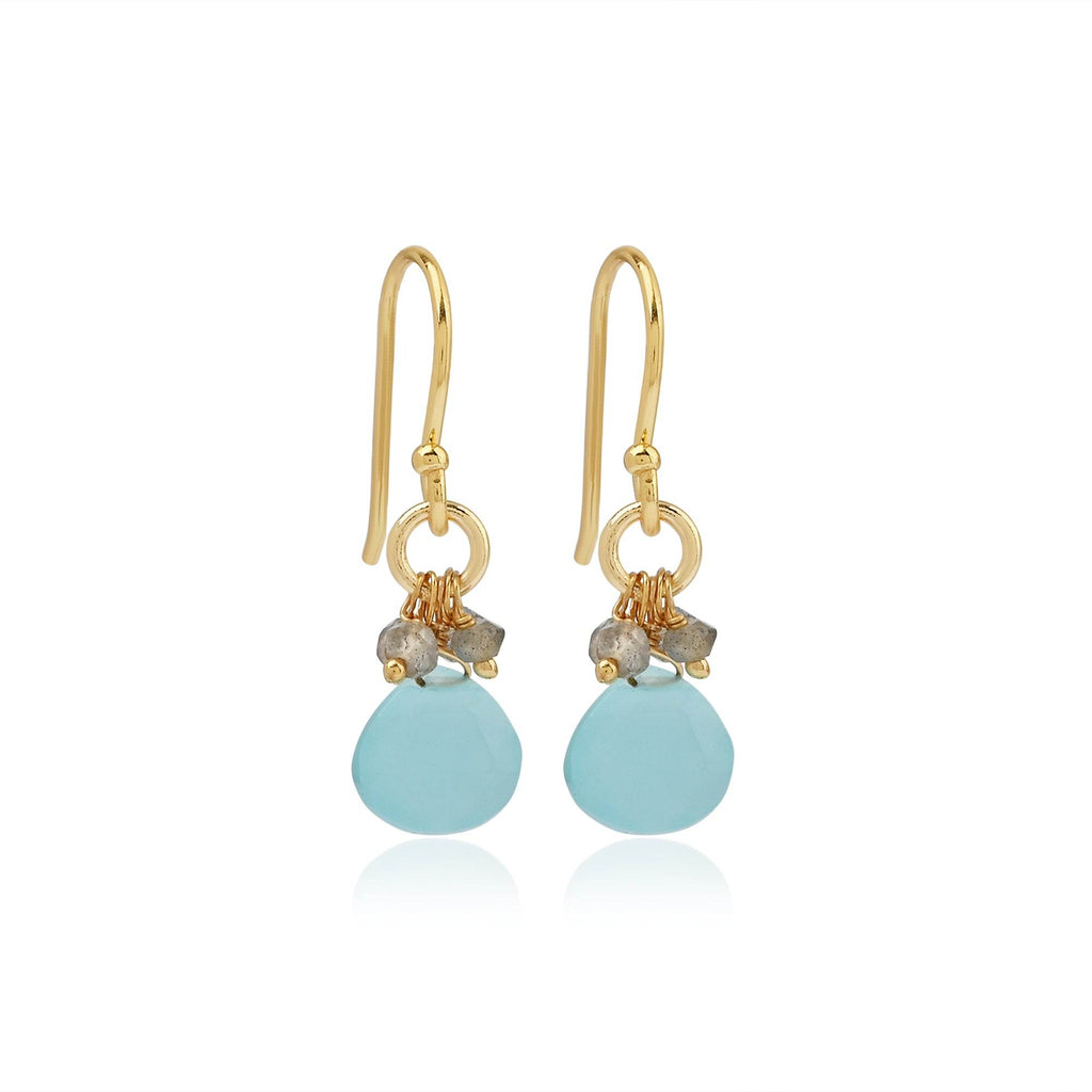 Aqua Chalcedony with Labradorite Beads Earring - La Vitá Jewels