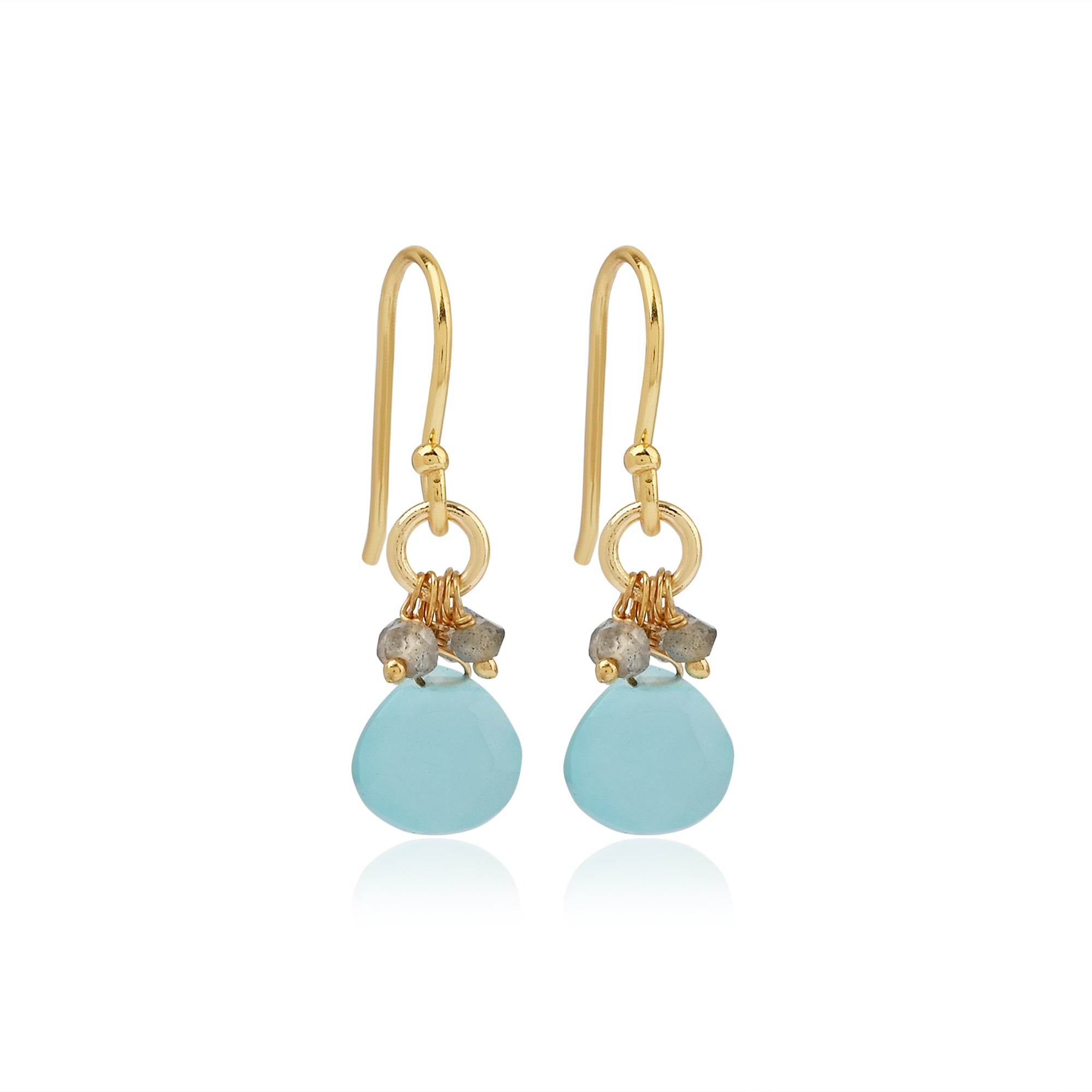 Aqua Chalcedony with Labradorite Beads Earring - La Vitá Jewels