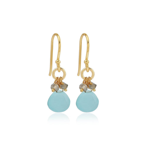 Aqua Chalcedony with Labradorite Beads Earring - La Vitá Jewels