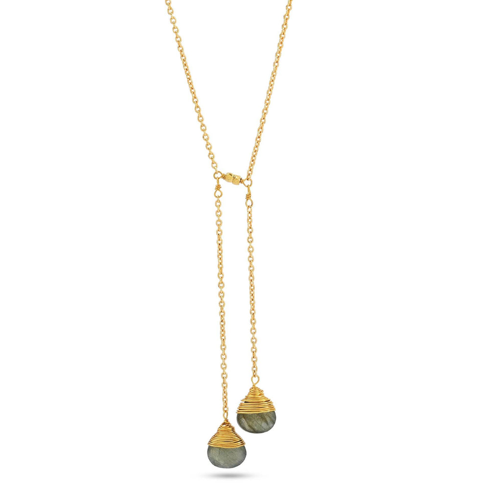 Lariat Style Labradorite Necklace - La Vitá Jewels