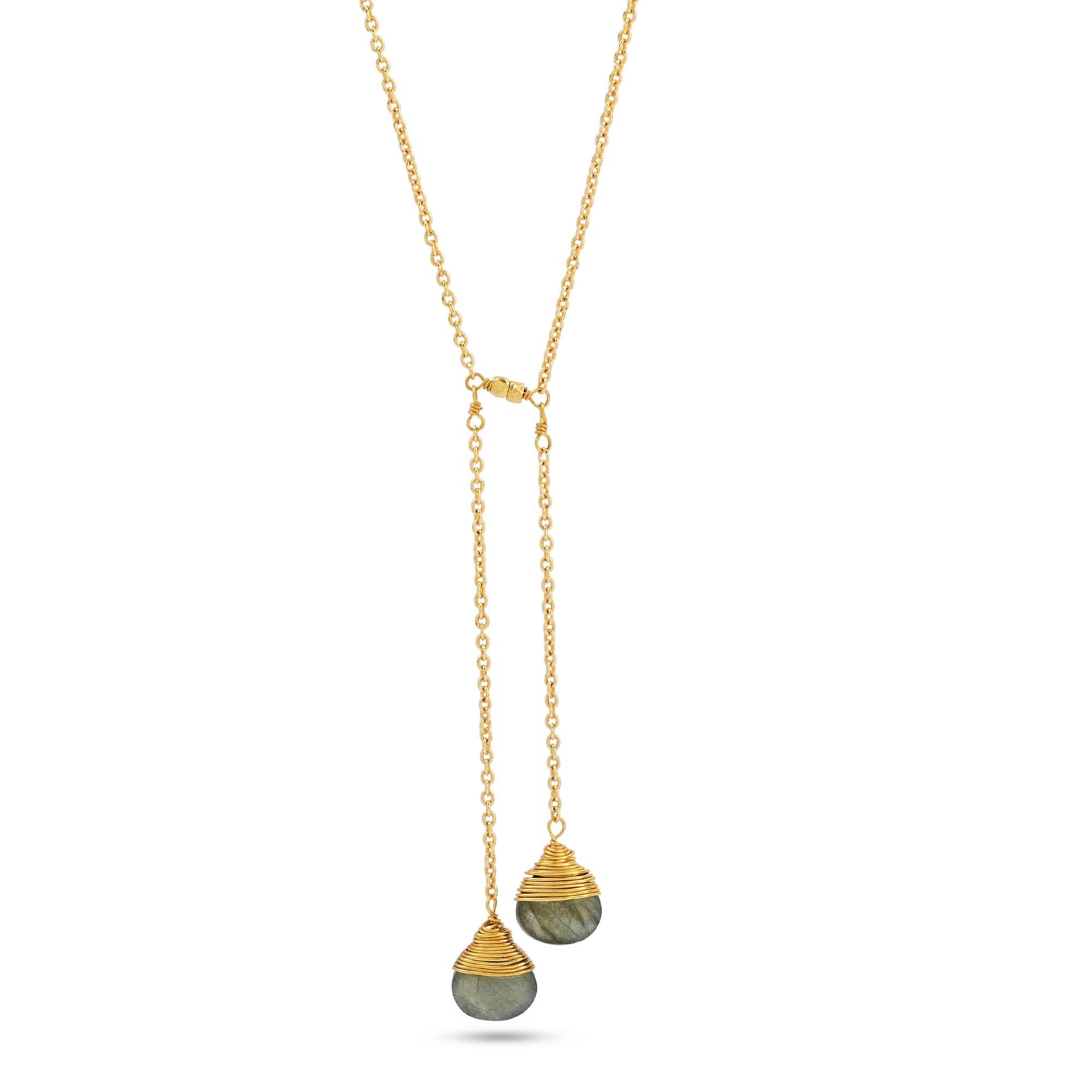Lariat Style Labradorite Necklace - La Vitá Jewels