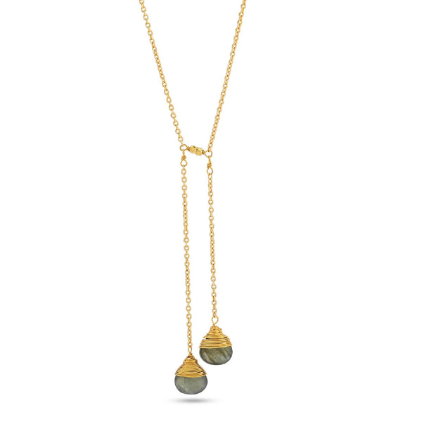Lariat Style Labradorite Necklace - La Vitá Jewels