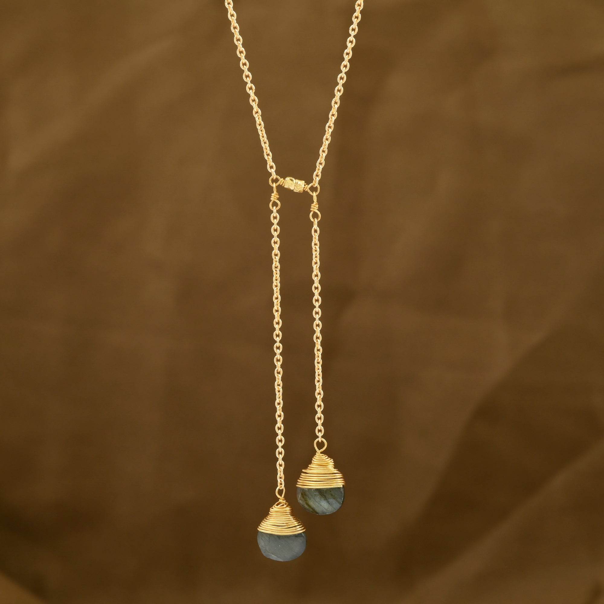 Lariat Style Labradorite Necklace - La Vitá Jewels