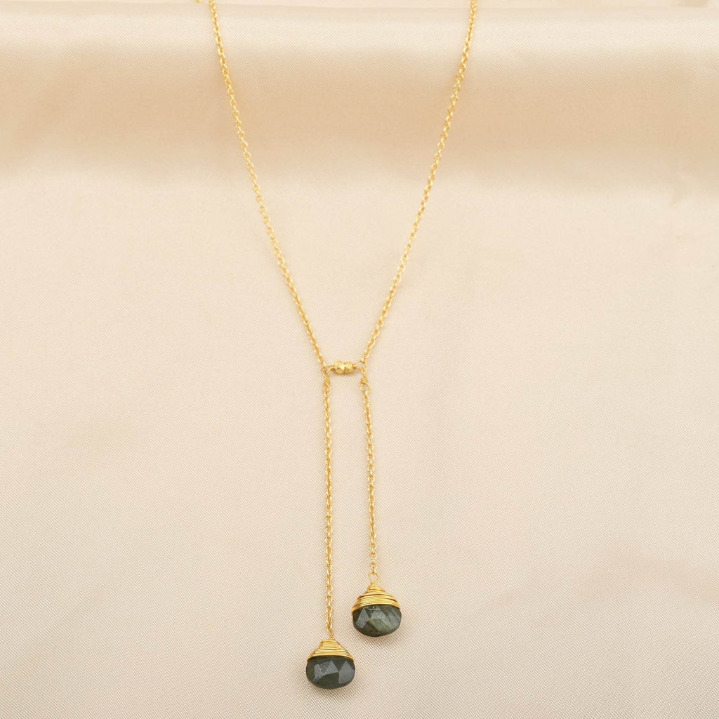 Lariat Style Labradorite Necklace - La Vitá Jewels