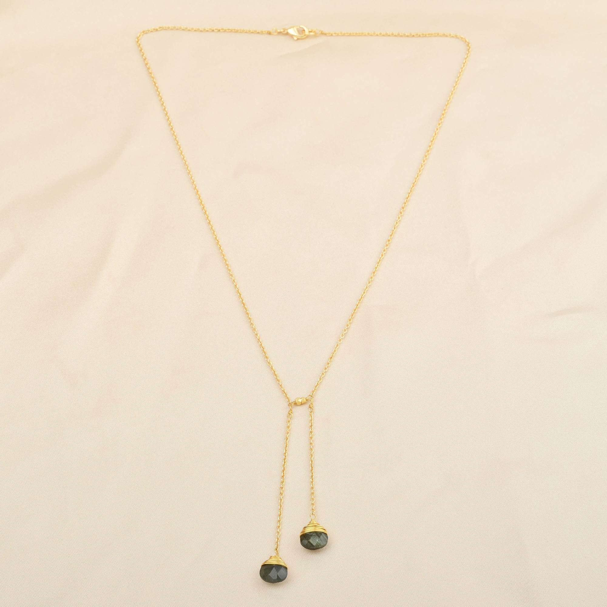 Lariat Style Labradorite Necklace - La Vitá Jewels