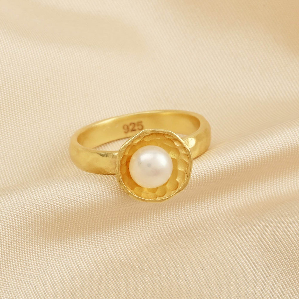 Sterling Silver Pearl Gemstone Statement Rings - La Vitá Jewels