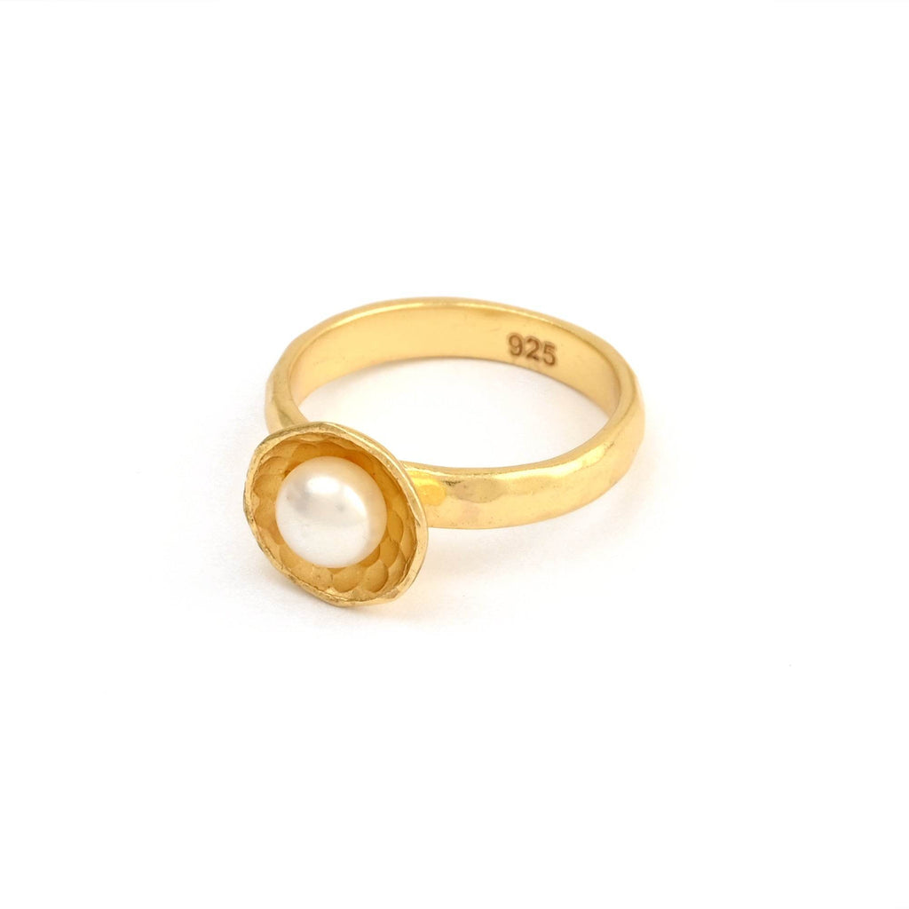 Sterling Silver Pearl Gemstone Statement Rings - La Vitá Jewels