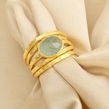 Pearl, Aquamarine, Black Onyx Statement Ring