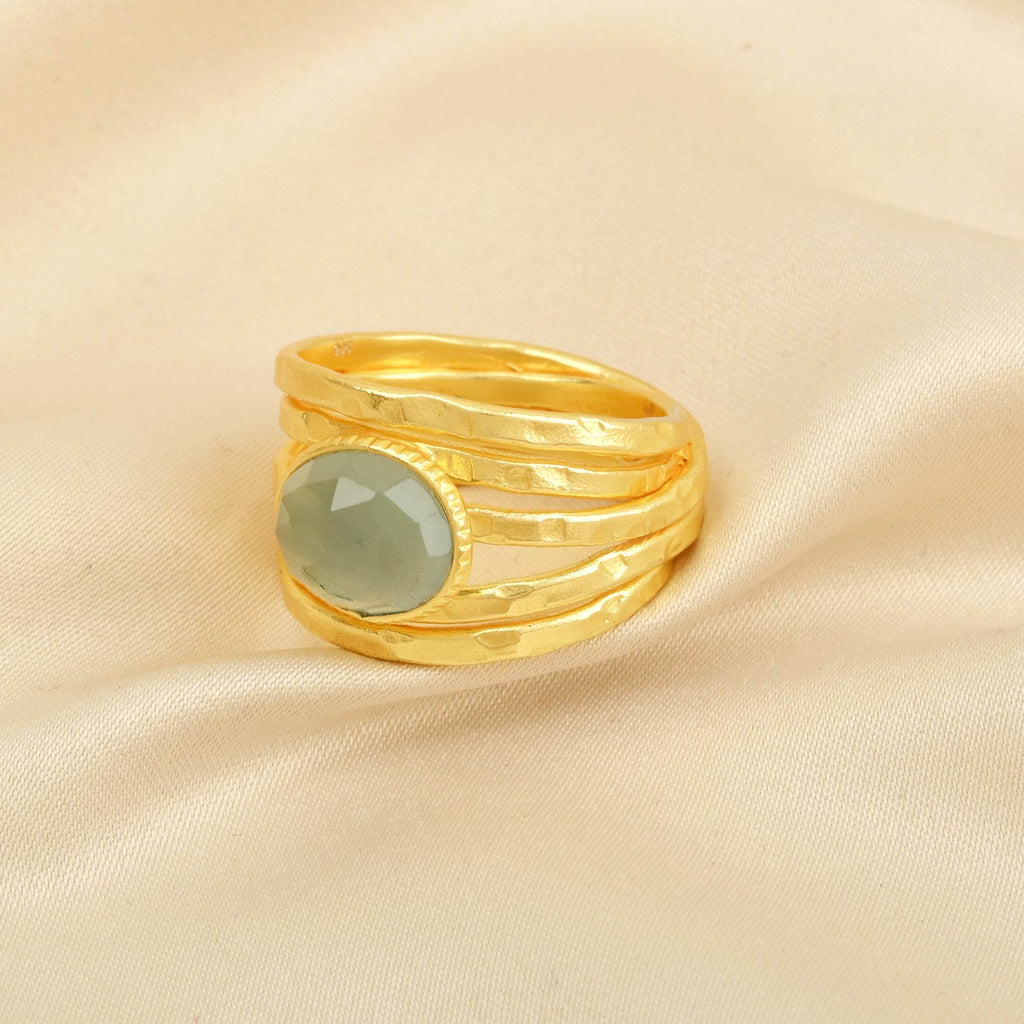 Pearl, Aquamarine, Black Onyx Statement Ring - La Vitá Jewels