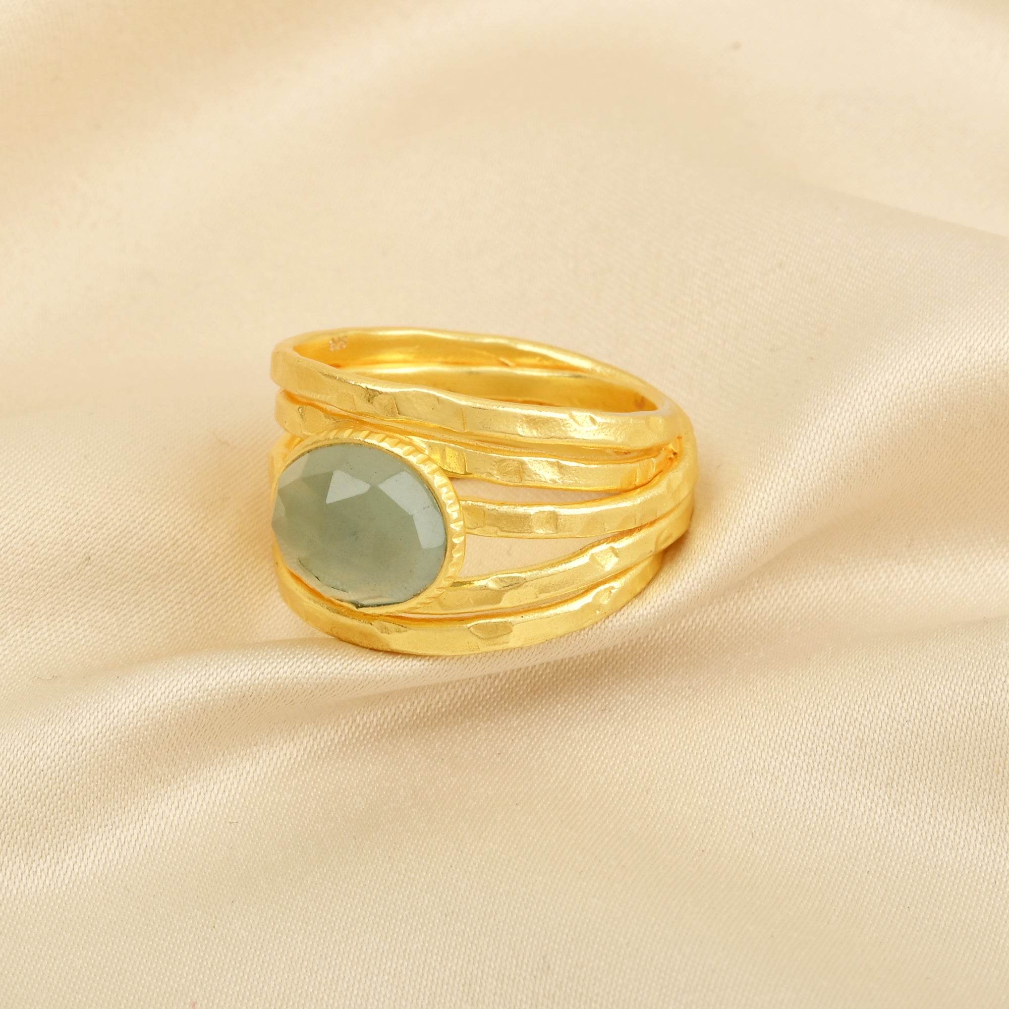Pearl, Aquamarine, Black Onyx Statement Ring - La Vitá Jewels