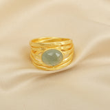 Pearl, Aquamarine, Black Onyx Statement Ring