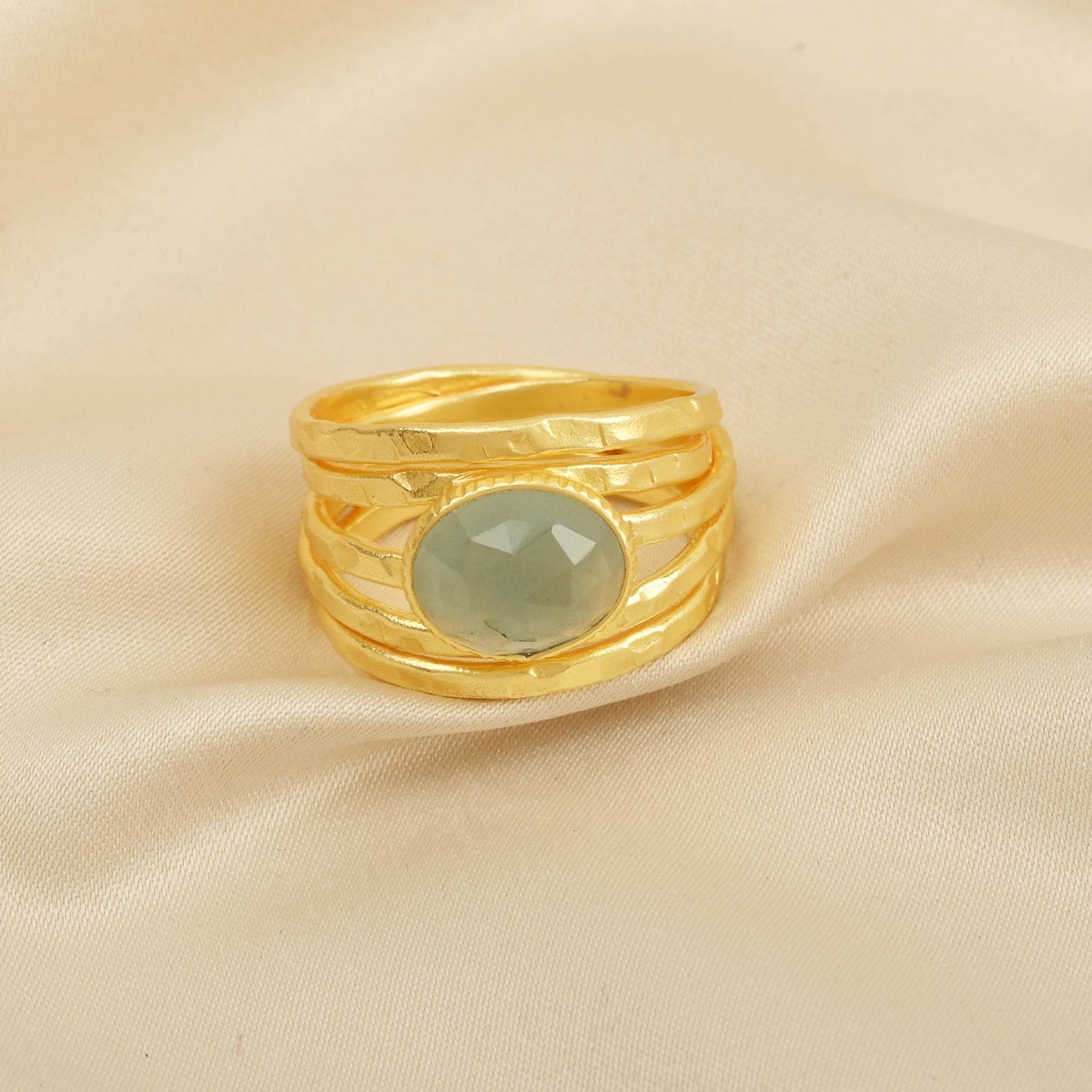 Pearl, Aquamarine, Black Onyx Statement Ring - La Vitá Jewels