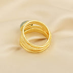 Pearl, Aquamarine, Black Onyx Statement Ring - La Vitá Jewels