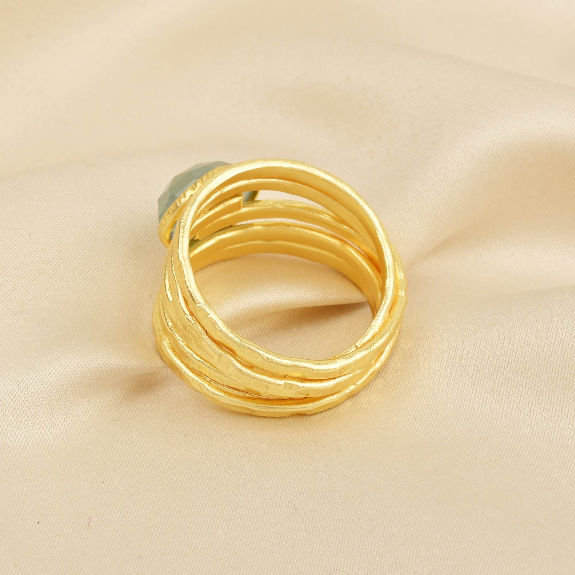Pearl, Aquamarine, Black Onyx Statement Ring - La Vitá Jewels