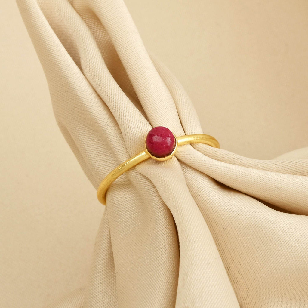 Ruby, Labradorite, White CZ, and Blue Topaz Minimalist Rings - La Vitá Jewels