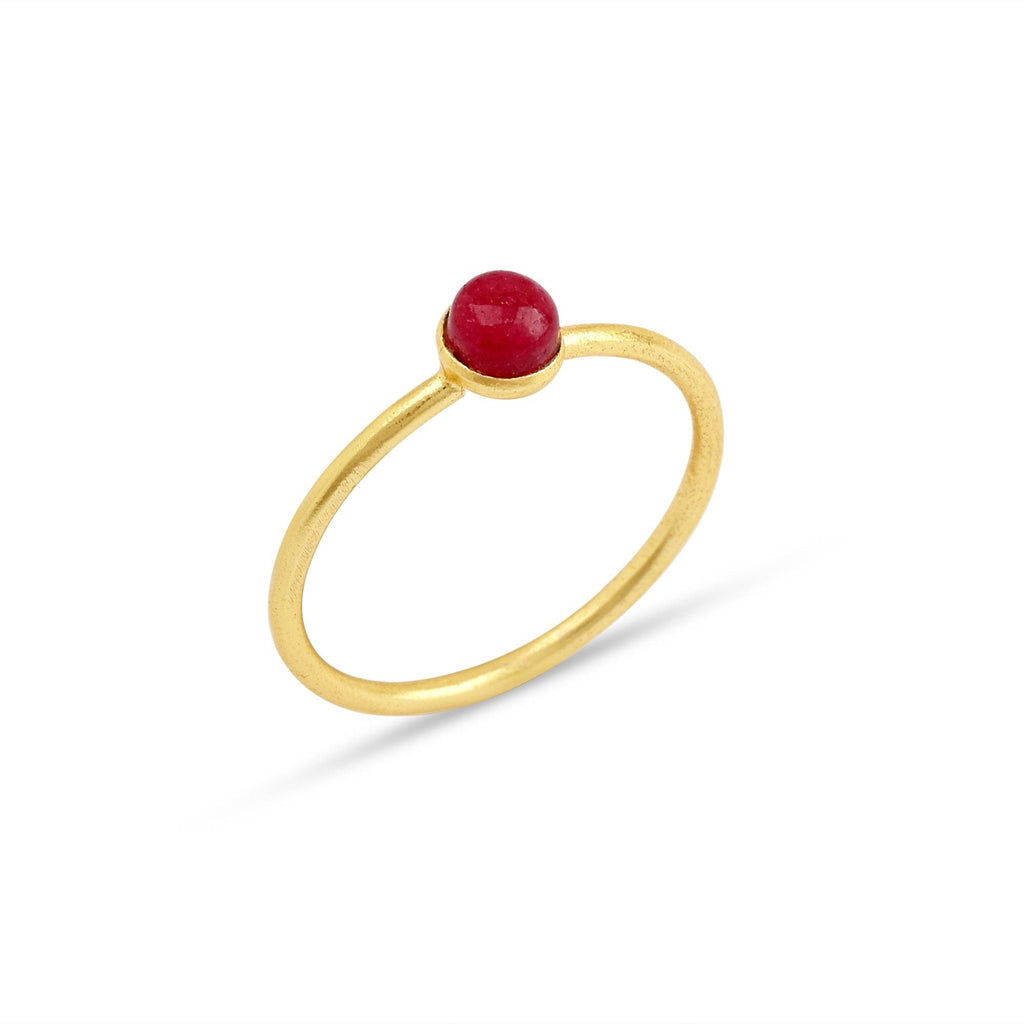 Ruby, Labradorite, White CZ, and Blue Topaz Minimalist Rings - La Vitá Jewels