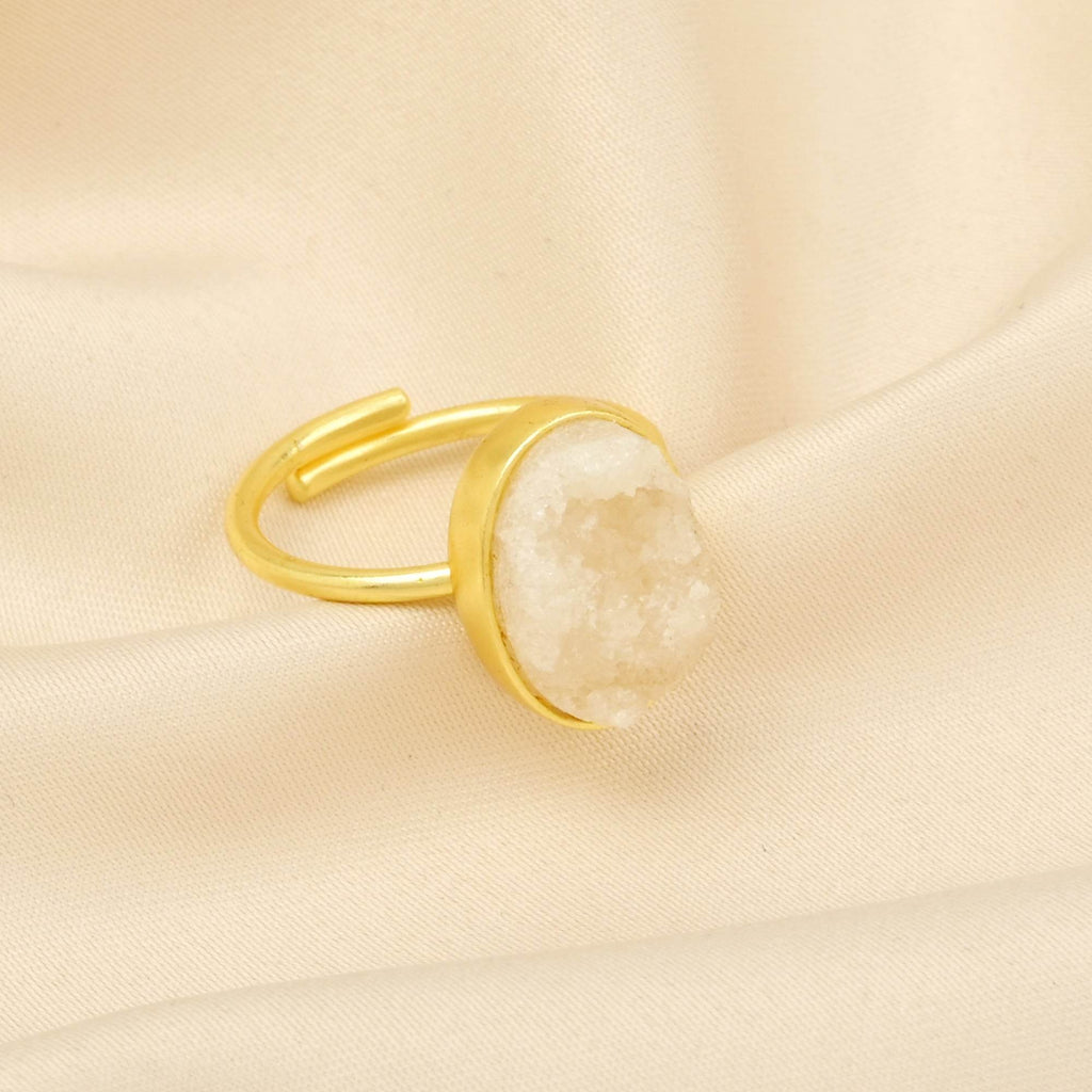 White Druzy Stone Adjustable Rings - La Vitá Jewels