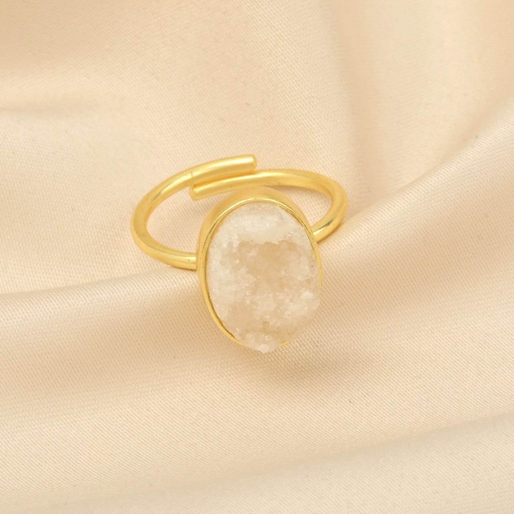 White Druzy Stone Adjustable Rings - La Vitá Jewels