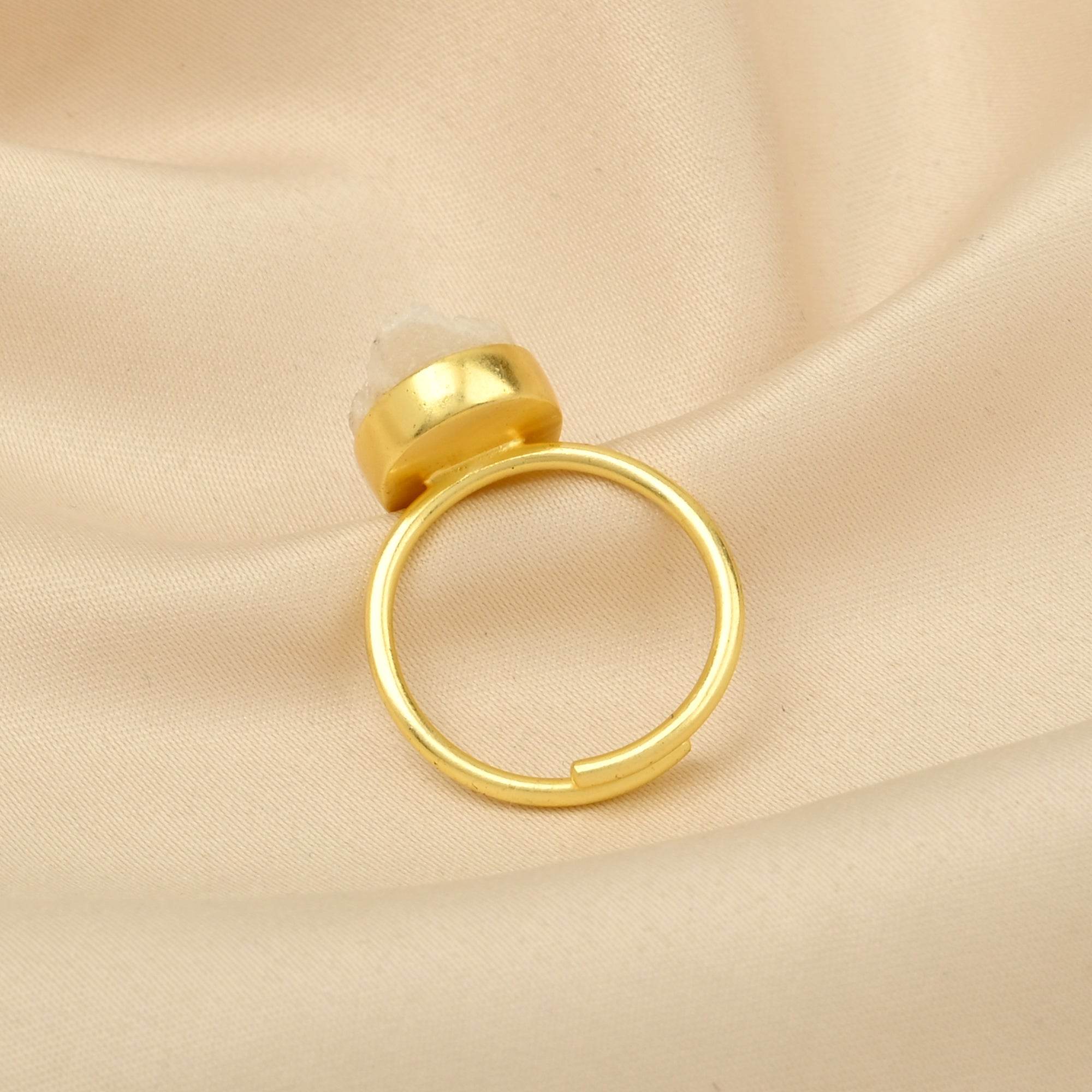 White Druzy Stone Adjustable Rings - La Vitá Jewels