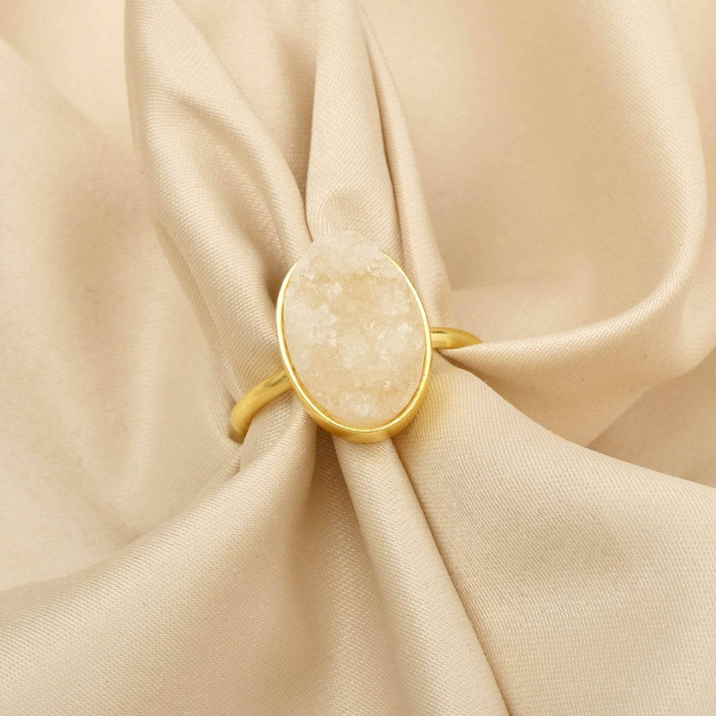 White Druzy Stone Adjustable Rings - La Vitá Jewels