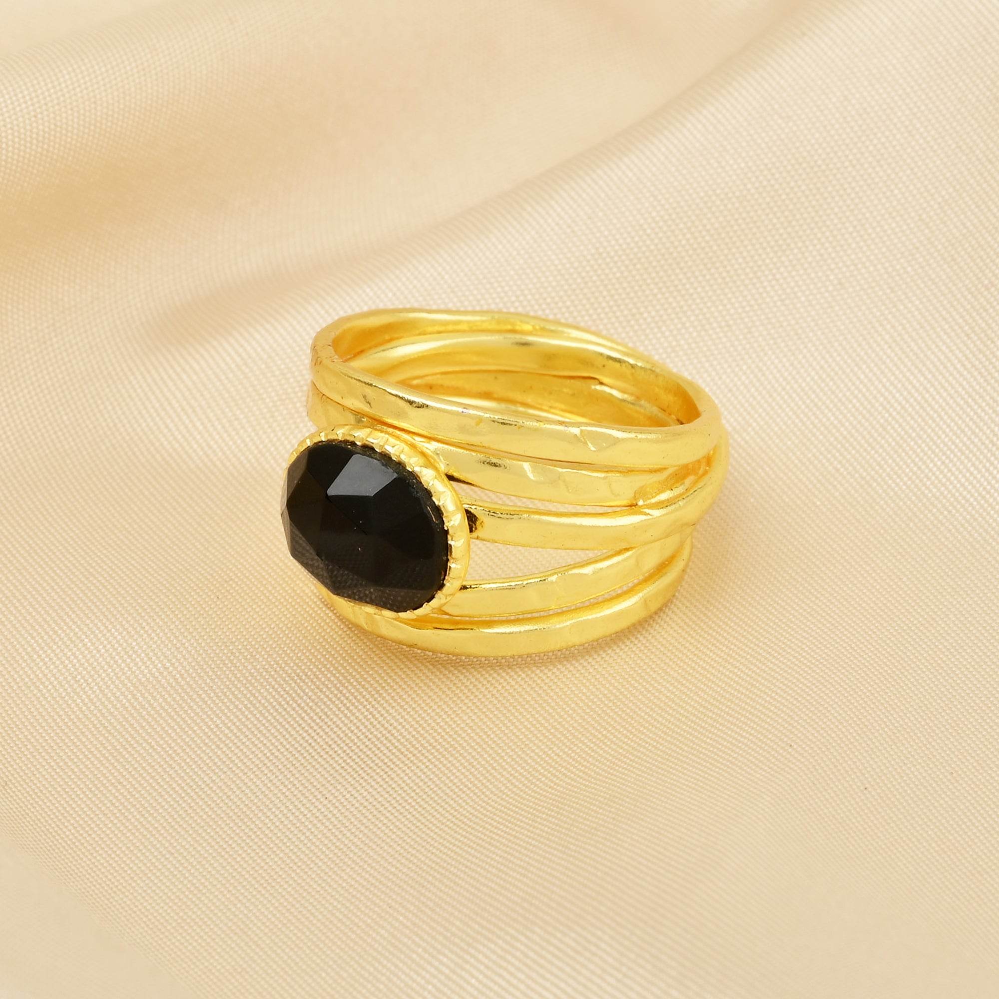 Pearl, Aquamarine, Black Onyx Statement Ring - La Vitá Jewels
