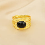 Pearl, Aquamarine, Black Onyx Statement Ring