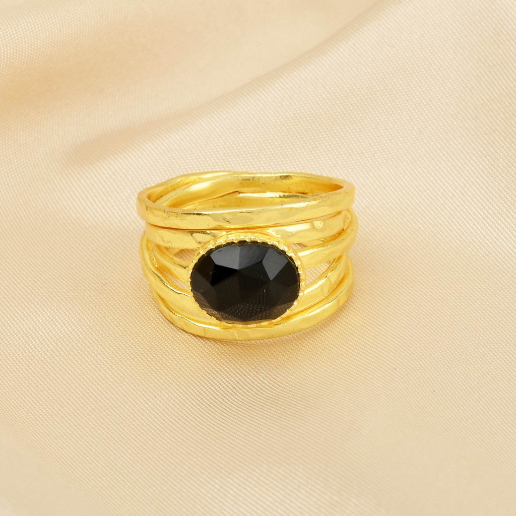 Pearl, Aquamarine, Black Onyx Statement Ring - La Vitá Jewels