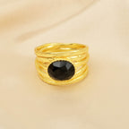 Pearl, Aquamarine, Black Onyx Statement Ring - La Vitá Jewels