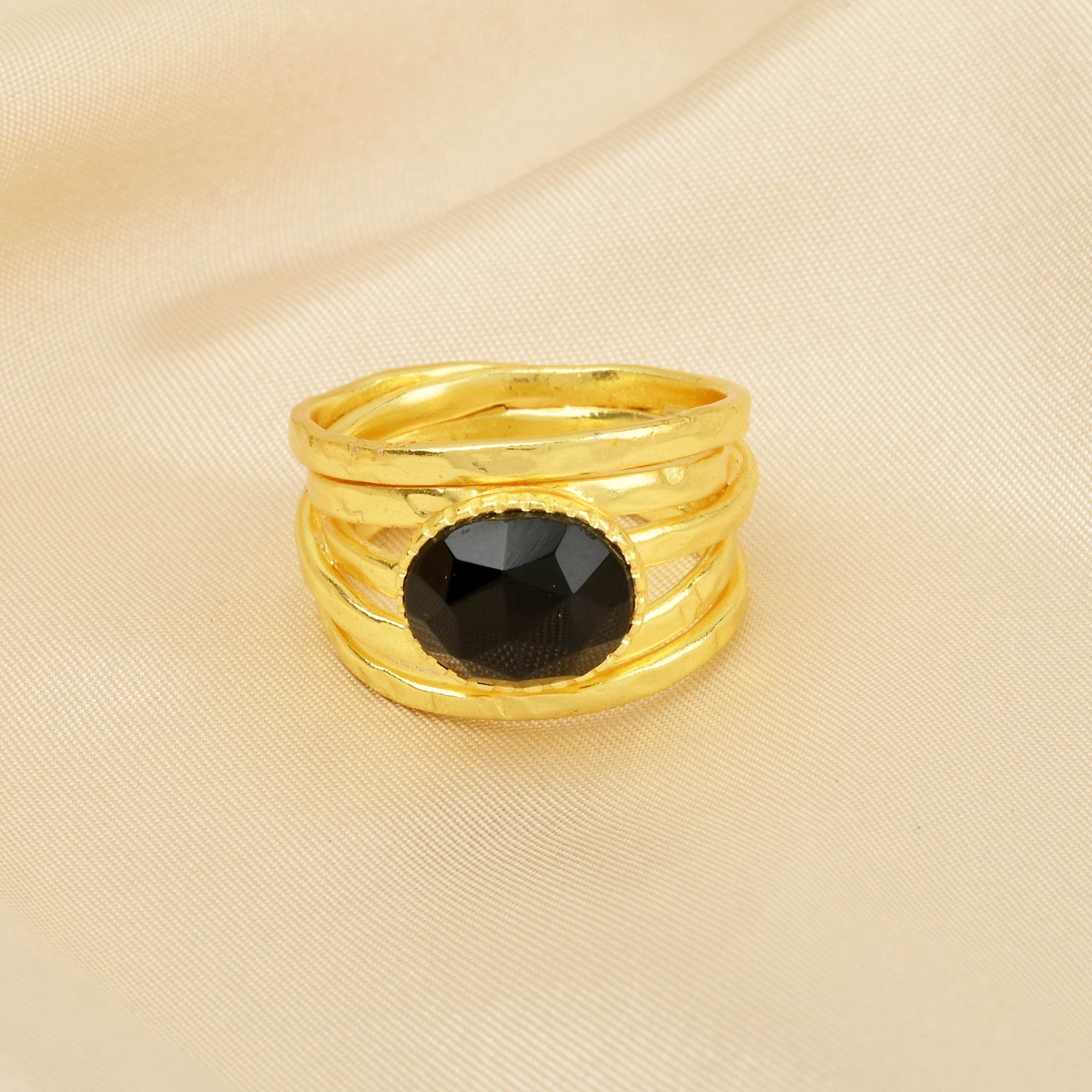 Pearl, Aquamarine, Black Onyx Statement Ring - La Vitá Jewels