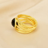 Pearl, Aquamarine, Black Onyx Statement Ring