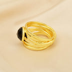 Pearl, Aquamarine, Black Onyx Statement Ring - La Vitá Jewels