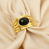 Pearl, Aquamarine, Black Onyx Statement Ring