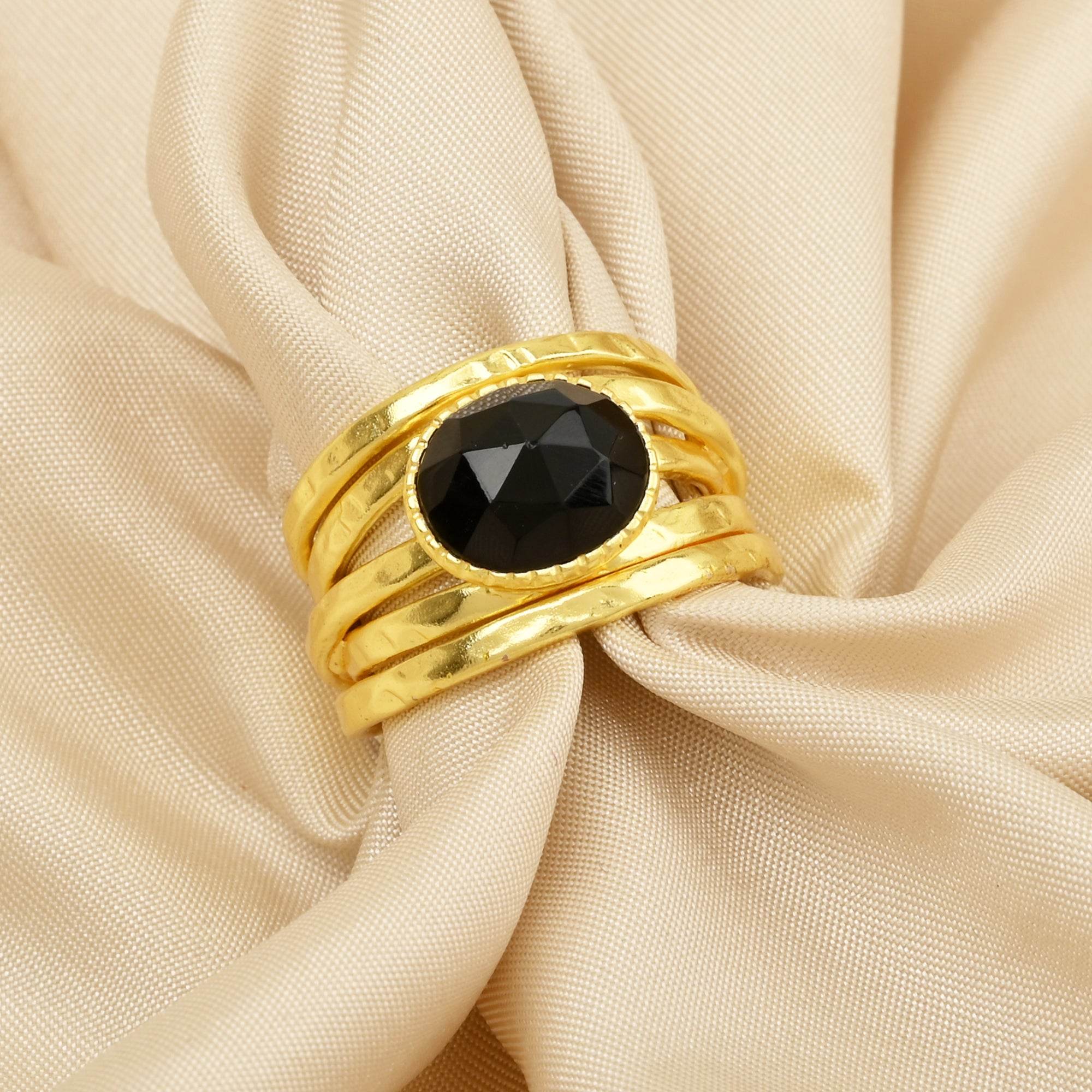 Pearl, Aquamarine, Black Onyx Statement Ring - La Vitá Jewels