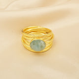 Pearl, Aquamarine, Black Onyx Statement Ring