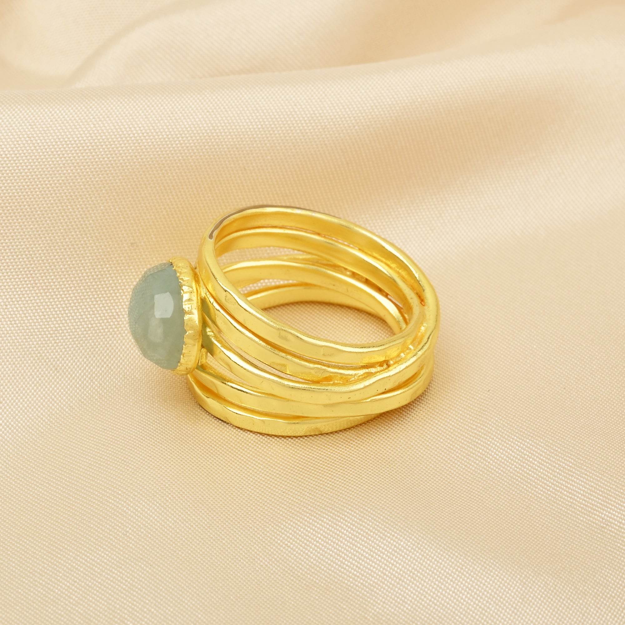 Pearl, Aquamarine, Black Onyx Statement Ring - La Vitá Jewels