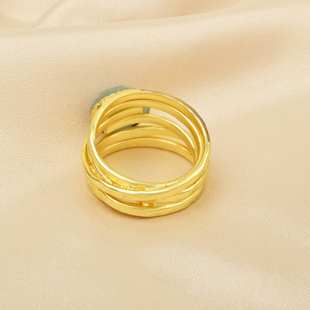 Pearl, Aquamarine, Black Onyx Statement Ring - La Vitá Jewels