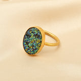 Green Druzy Statement Rings