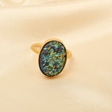Green Druzy Statement Rings