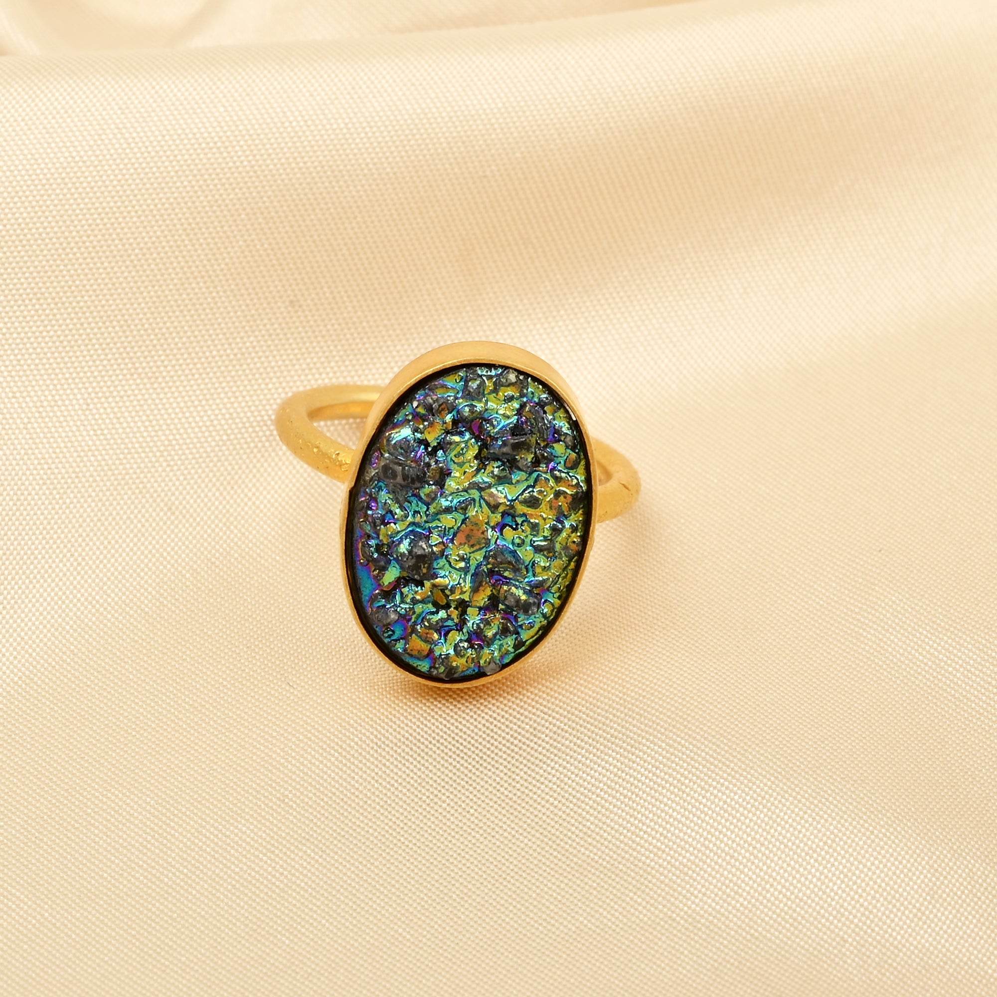 Green Druzy Statement Rings - La Vitá Jewels