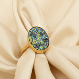 Green Druzy Statement Rings
