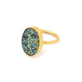 Green Druzy Statement Rings