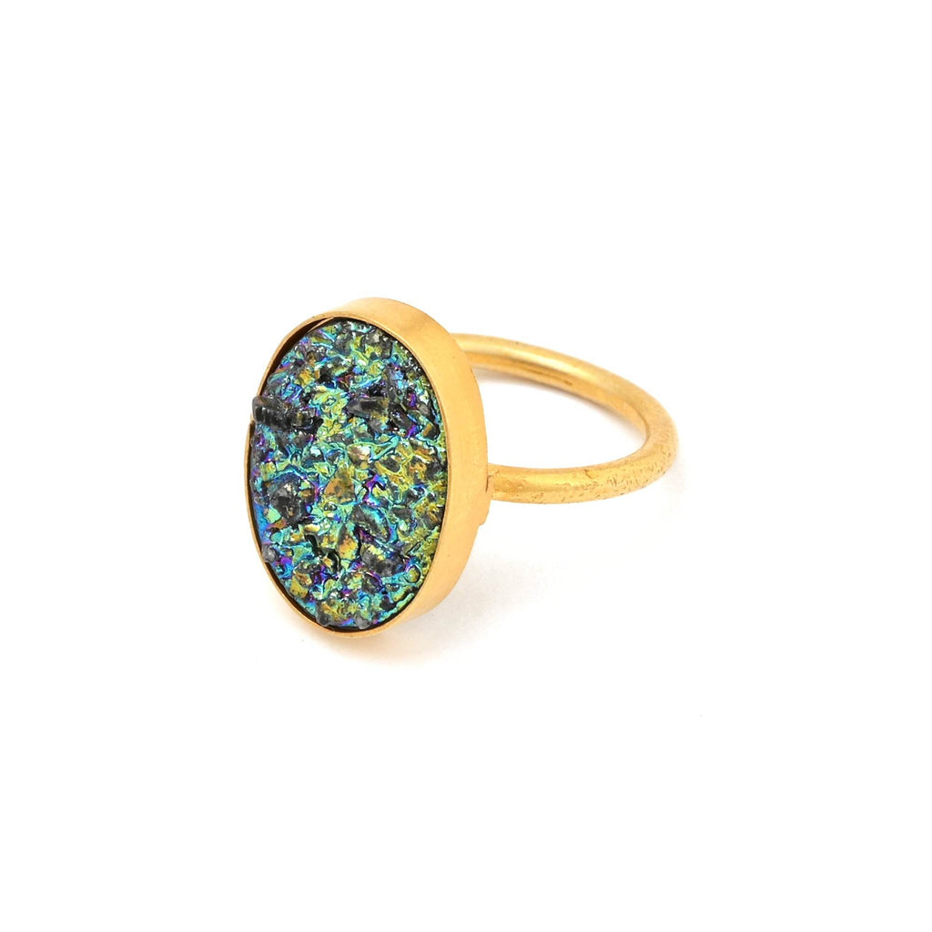 Green Druzy Statement Rings - La Vitá Jewels