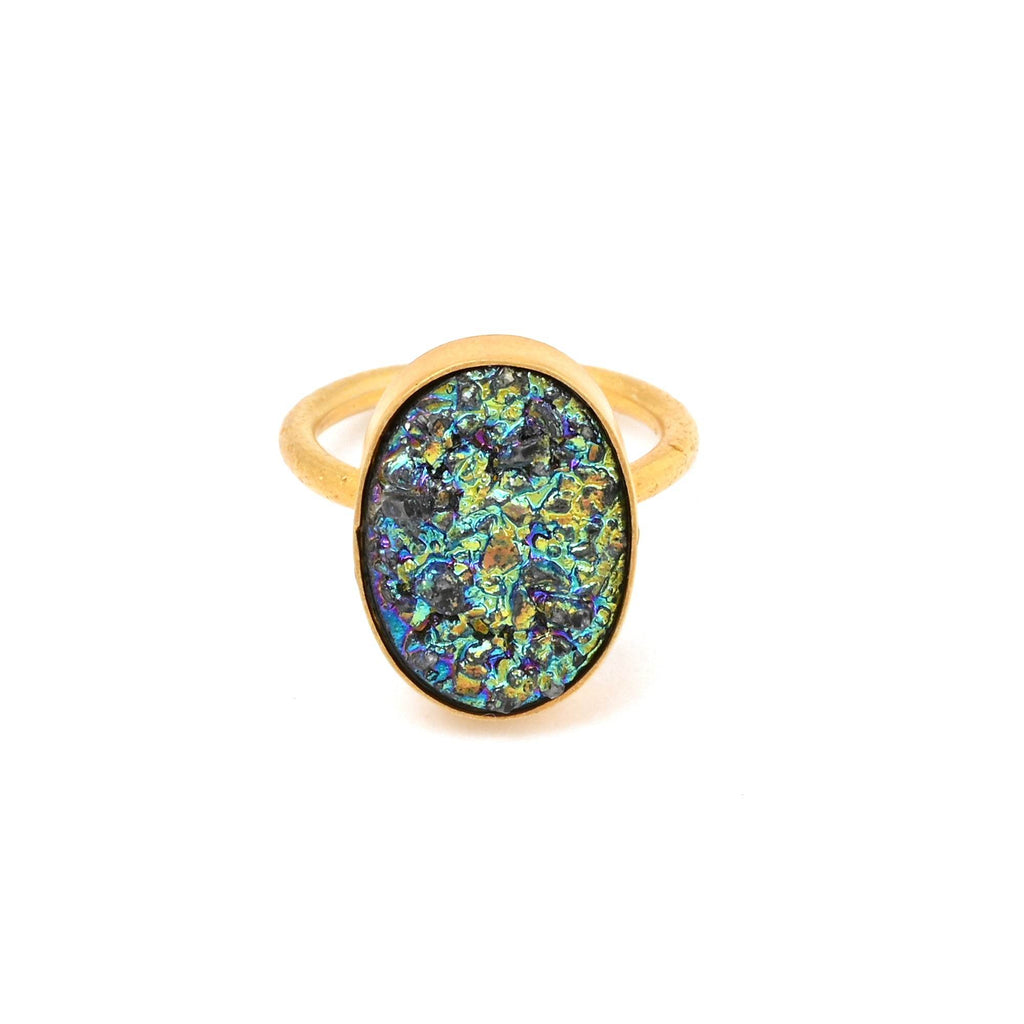 Green Druzy Statement Rings - La Vitá Jewels
