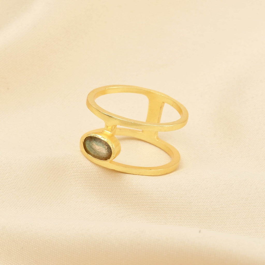 Labradorite Gemstone Dual Band Rings - La Vitá Jewels