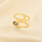 Labradorite Gemstone Dual Band Rings - La Vitá Jewels