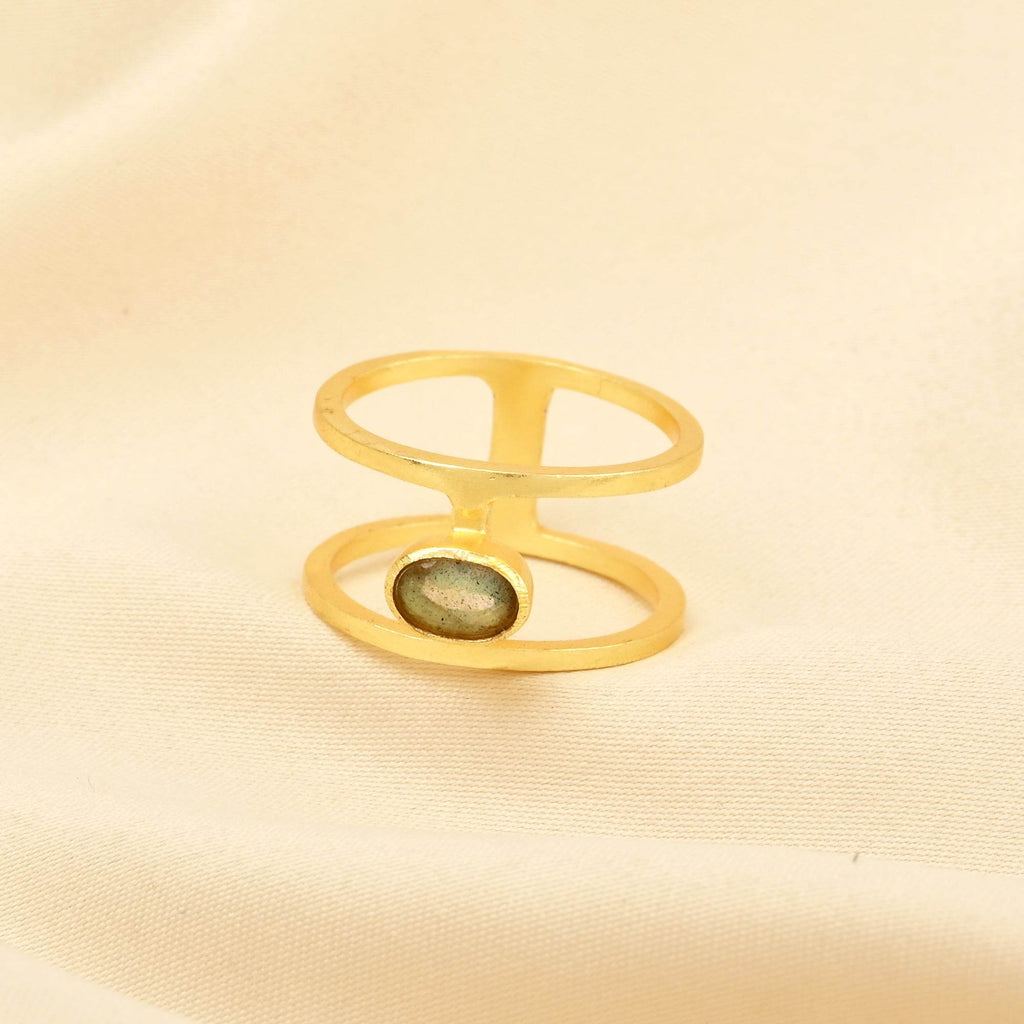 Labradorite Gemstone Dual Band Rings - La Vitá Jewels