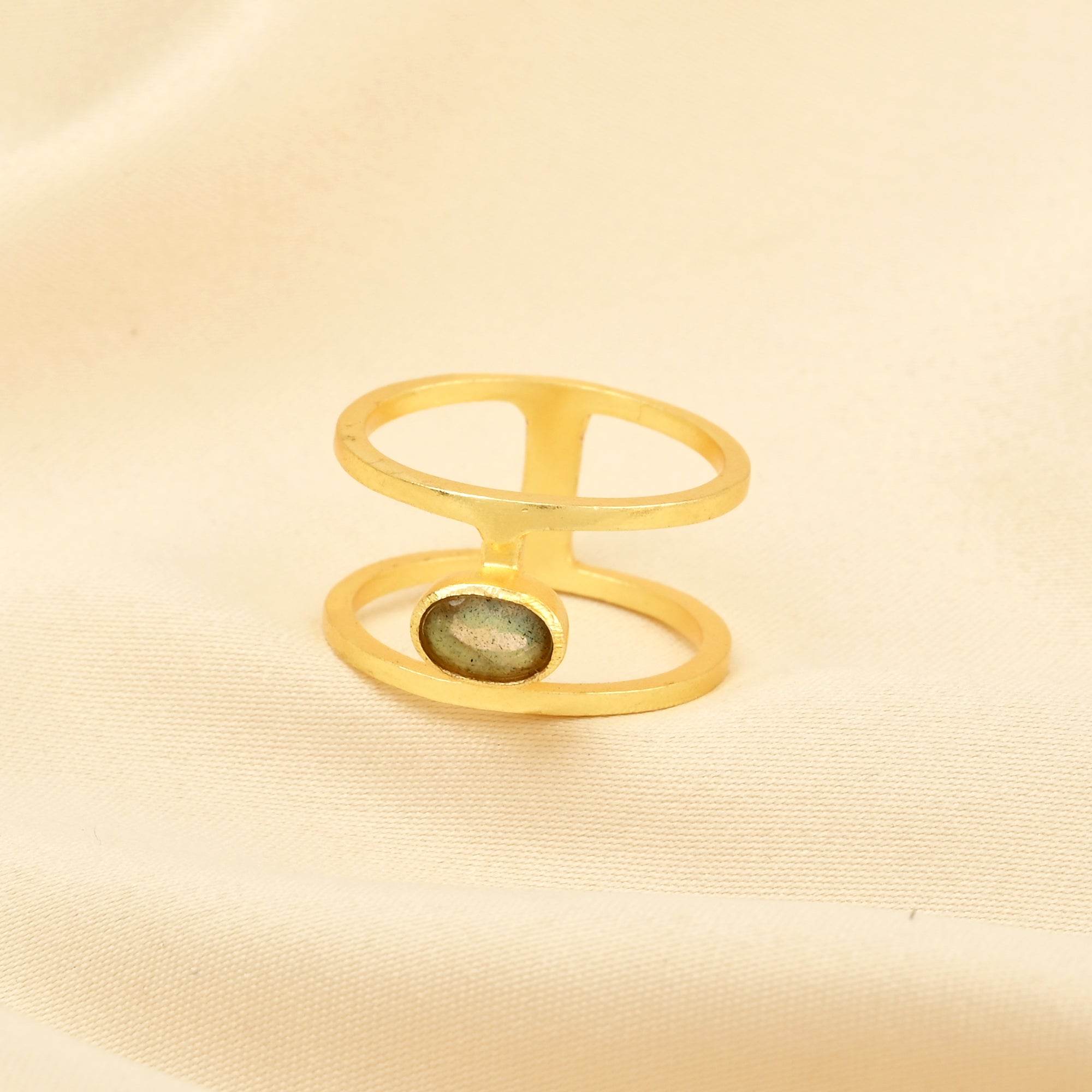 Labradorite Gemstone Dual Band Rings - La Vitá Jewels