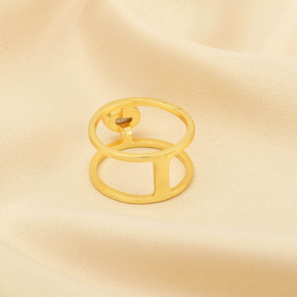 Labradorite Gemstone Dual Band Rings - La Vitá Jewels