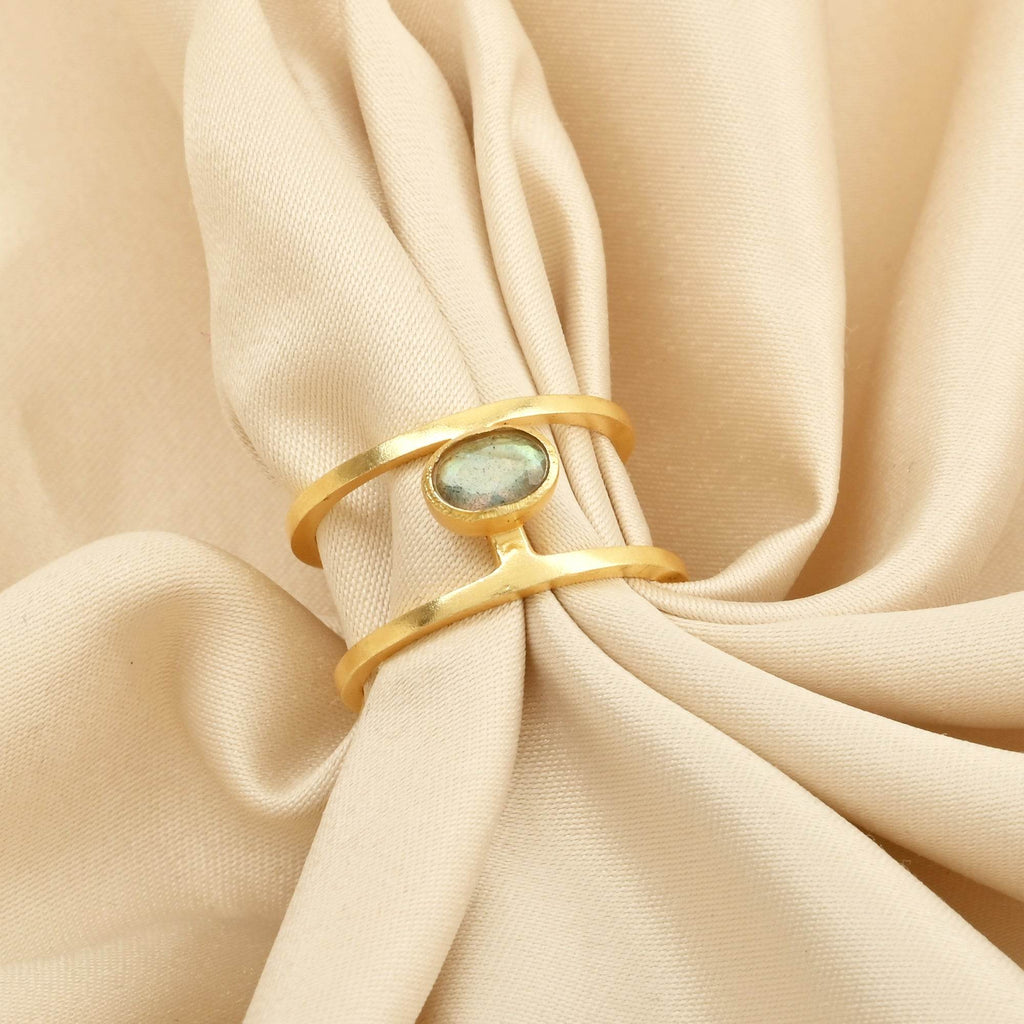 Labradorite Gemstone Dual Band Rings - La Vitá Jewels