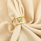 Labradorite Gemstone Dual Band Rings - La Vitá Jewels